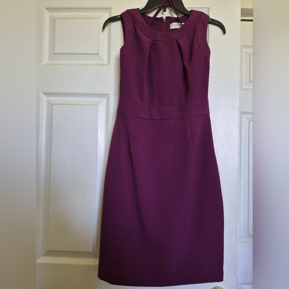 Kasper Purple Sleeveless Midi Sheath Dress